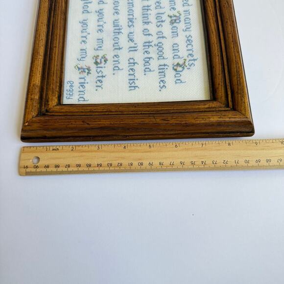 Vintage Framed Cross Stitch Embroidery Sister Gift Family Farmhouse Country - Picture 8 of 10